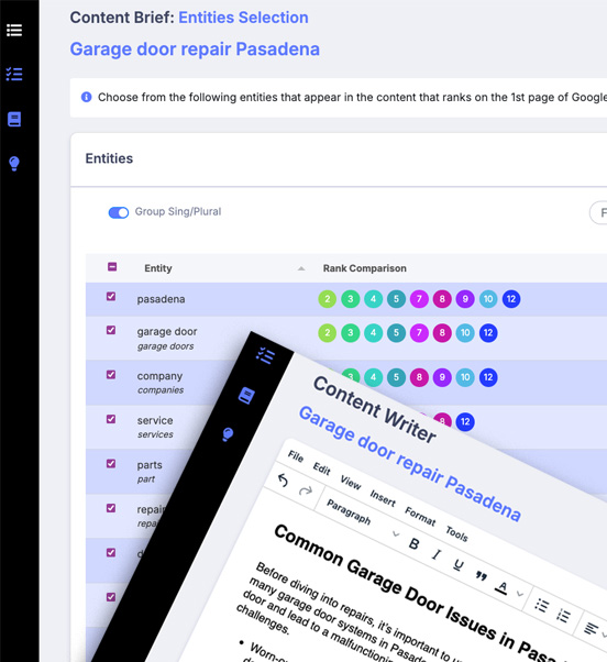 SEO dashboard preview